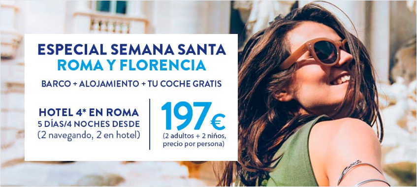 Imagen de SEMANA SANTA 2022 A ROMA - Pack Ferry+Hotel desde 197€ por persona.
